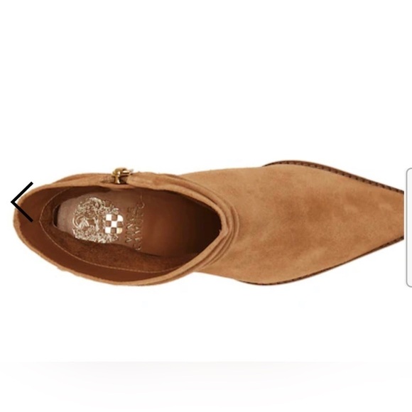 VINCE CAMUTO COGNAC NERLINJI COWBOY BOOTIE SUEDE LEATHER - Picture 4 of 7